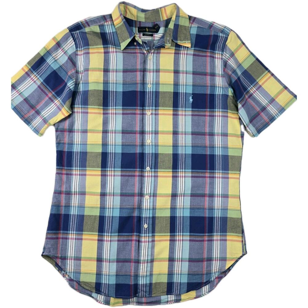 Ralph Lauren Custom Fit Oxford Plaid Button Up Shirt Men's Size XLT